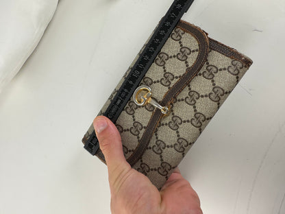 Vintage Gucci GG Supreme Wallet Beige Brown Gold