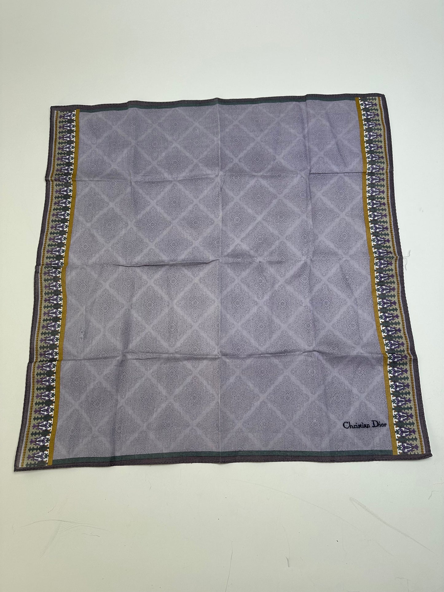 Vintage Dior Silk Scarf Light Lavender Dark Grey Material Tag Missing