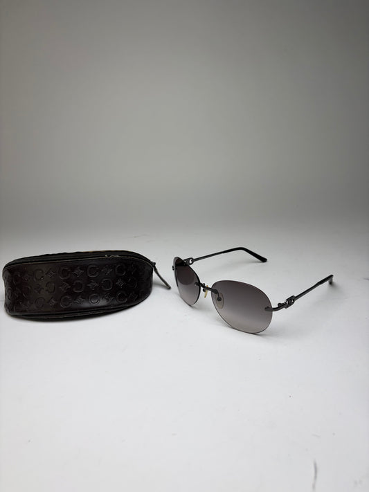 Vintage Celine Macadam Rimless Sunglasses Late 1990s Black