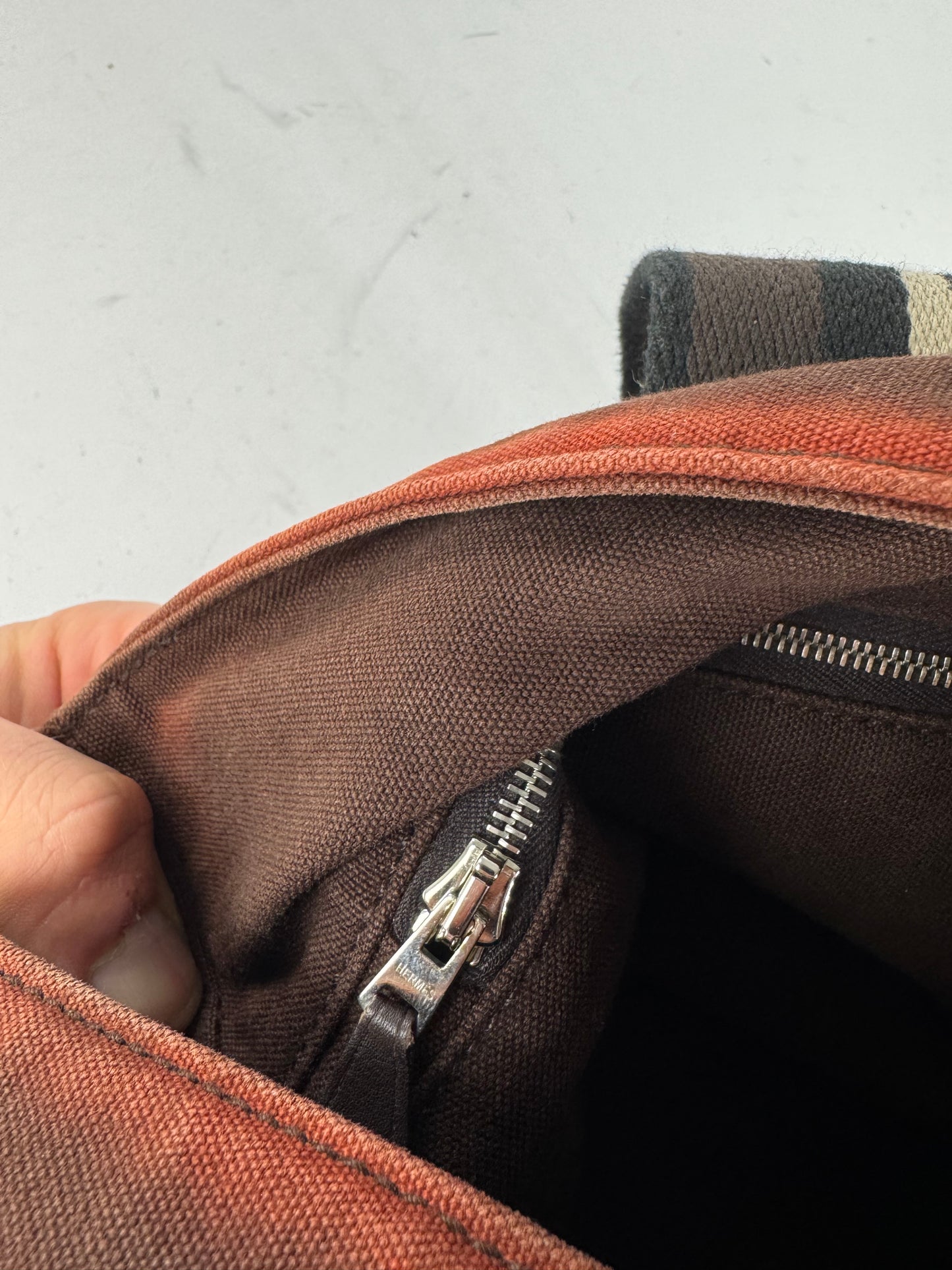 Vintage Hermes Troca Handbag Red Brown