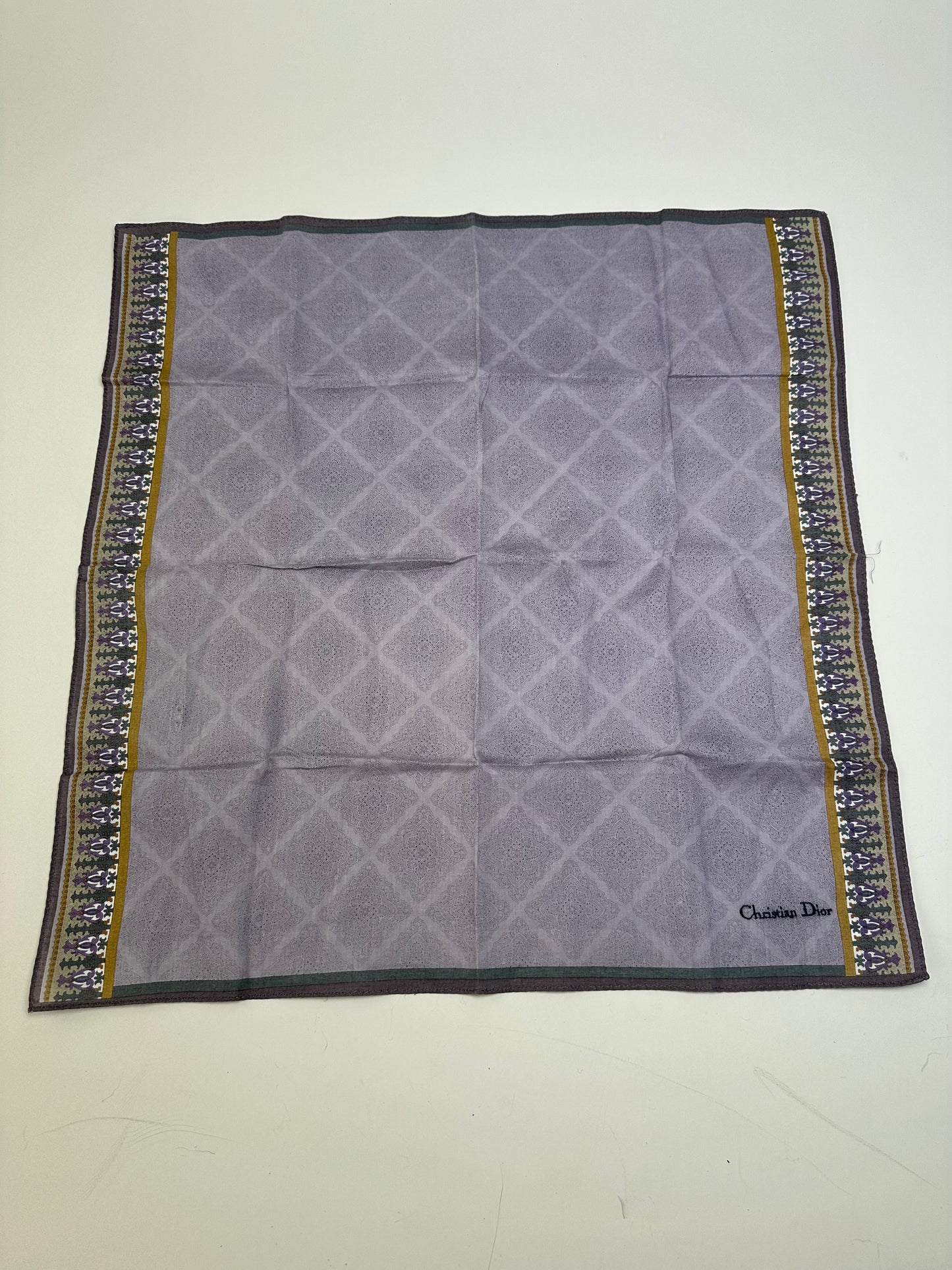 Vintage Dior Silk Scarf Light Lavender Dark Grey Material Tag Missing