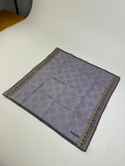 Vintage Dior Silk Scarf Light Lavender Dark Grey Material Tag Missing