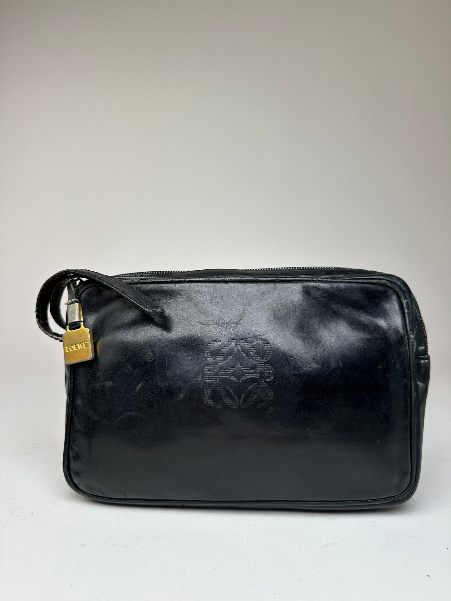 Vintage Loewe Madrid Leather Clutch Black