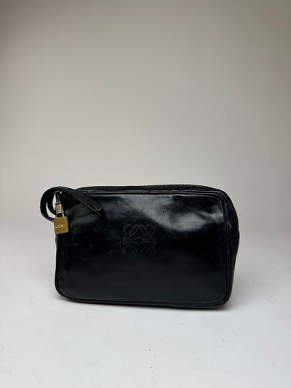 Vintage Loewe Madrid Leather Clutch Black