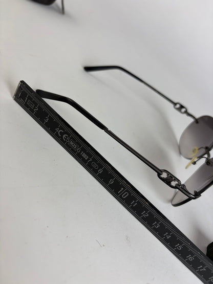Vintage Celine Macadam Rimless Sunglasses Late 1990s Black