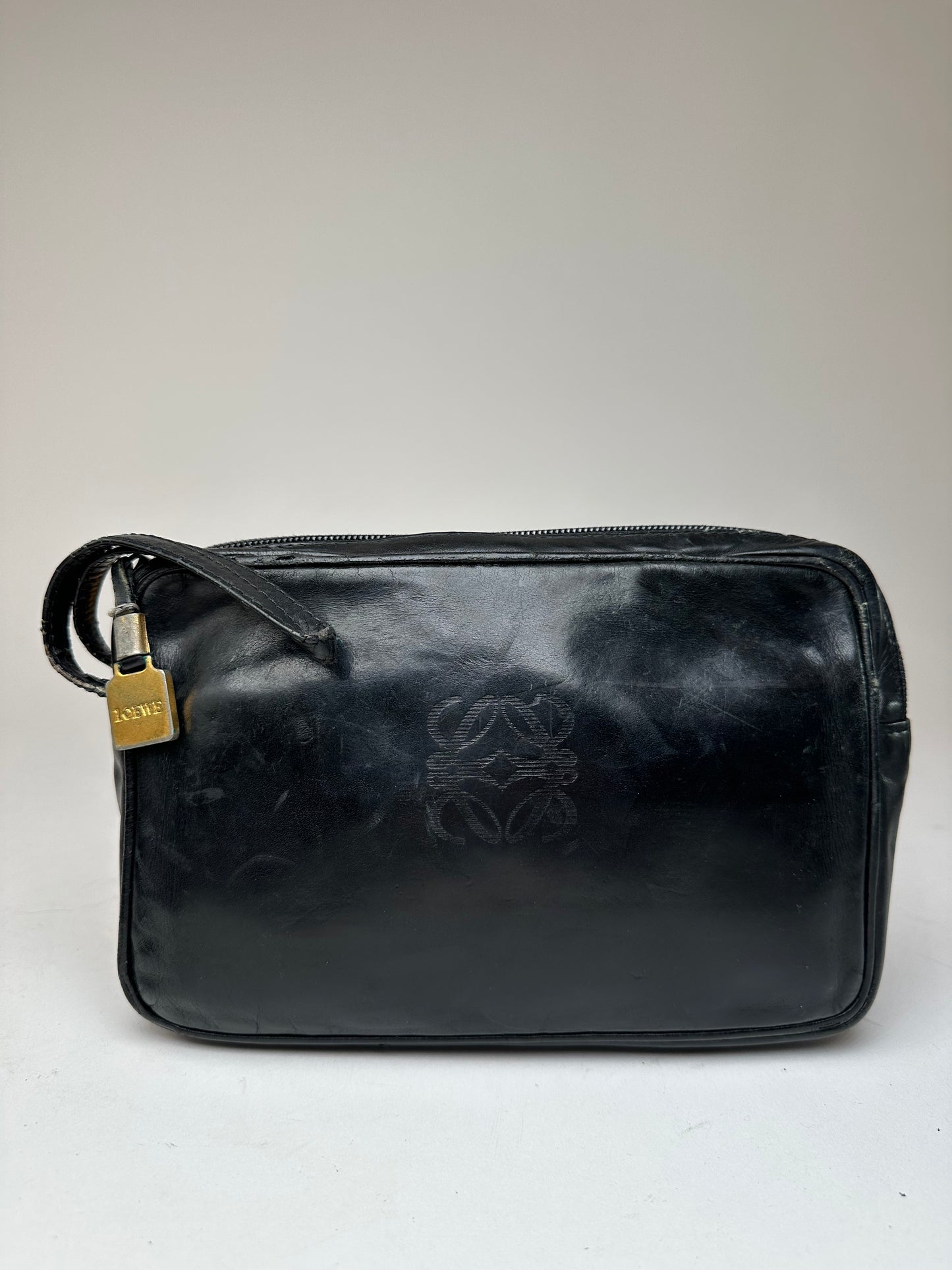 Vintage Loewe Madrid Leather Clutch Black