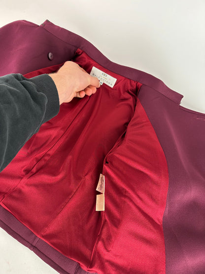 Vintage Balenciaga BB La Mode Cropped Moto Jacket Burgundy S