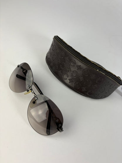 Vintage Celine Macadam Rimless Sunglasses Late 1990s Black