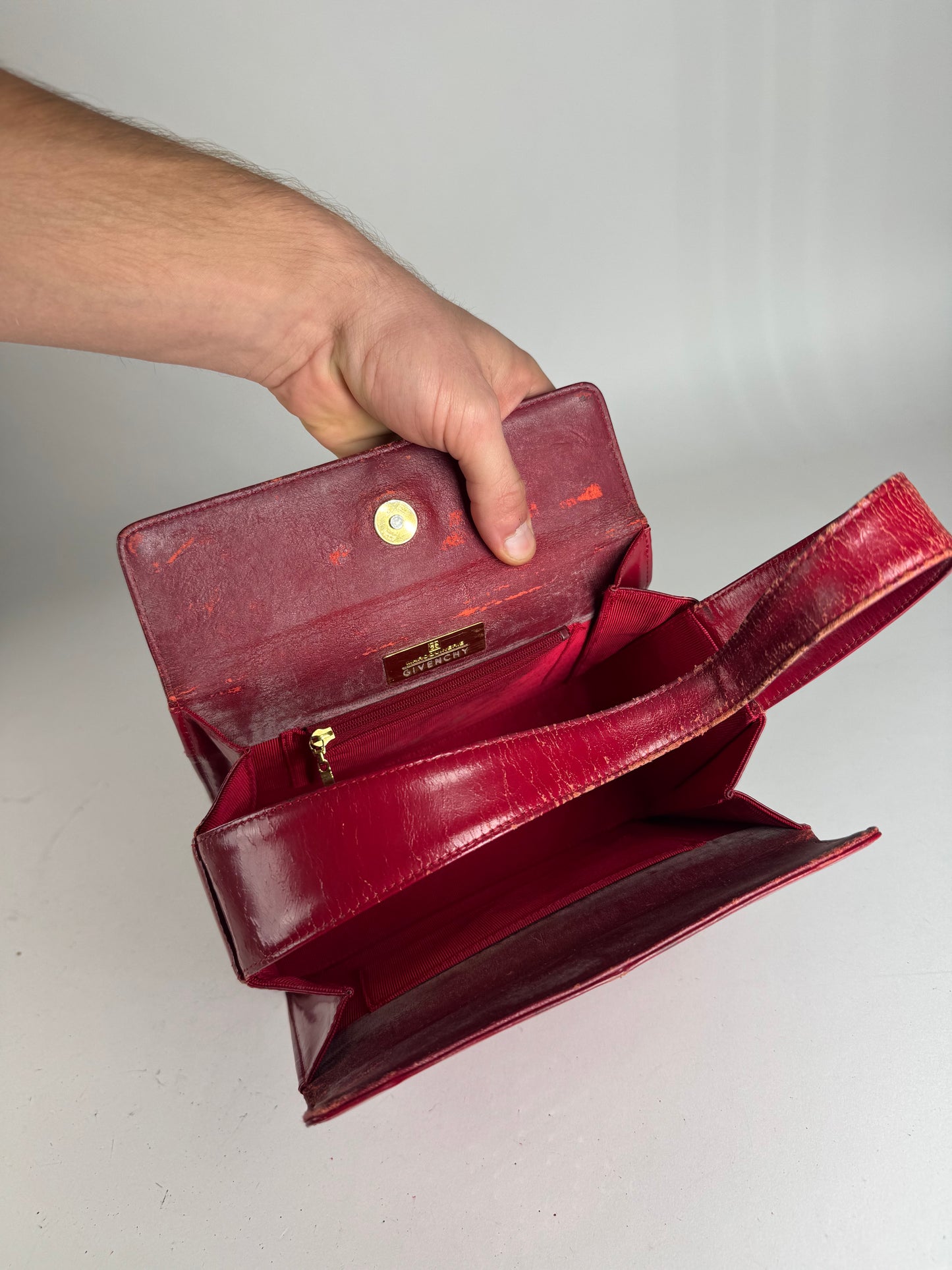 Vintage Givenchy Patent Leather Handbag Red
