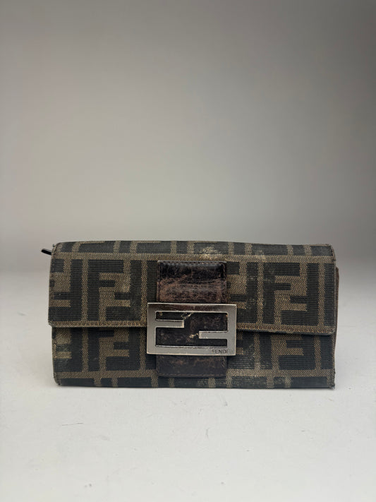 Vintage Fendi Baguette Monogram Wallet Brown