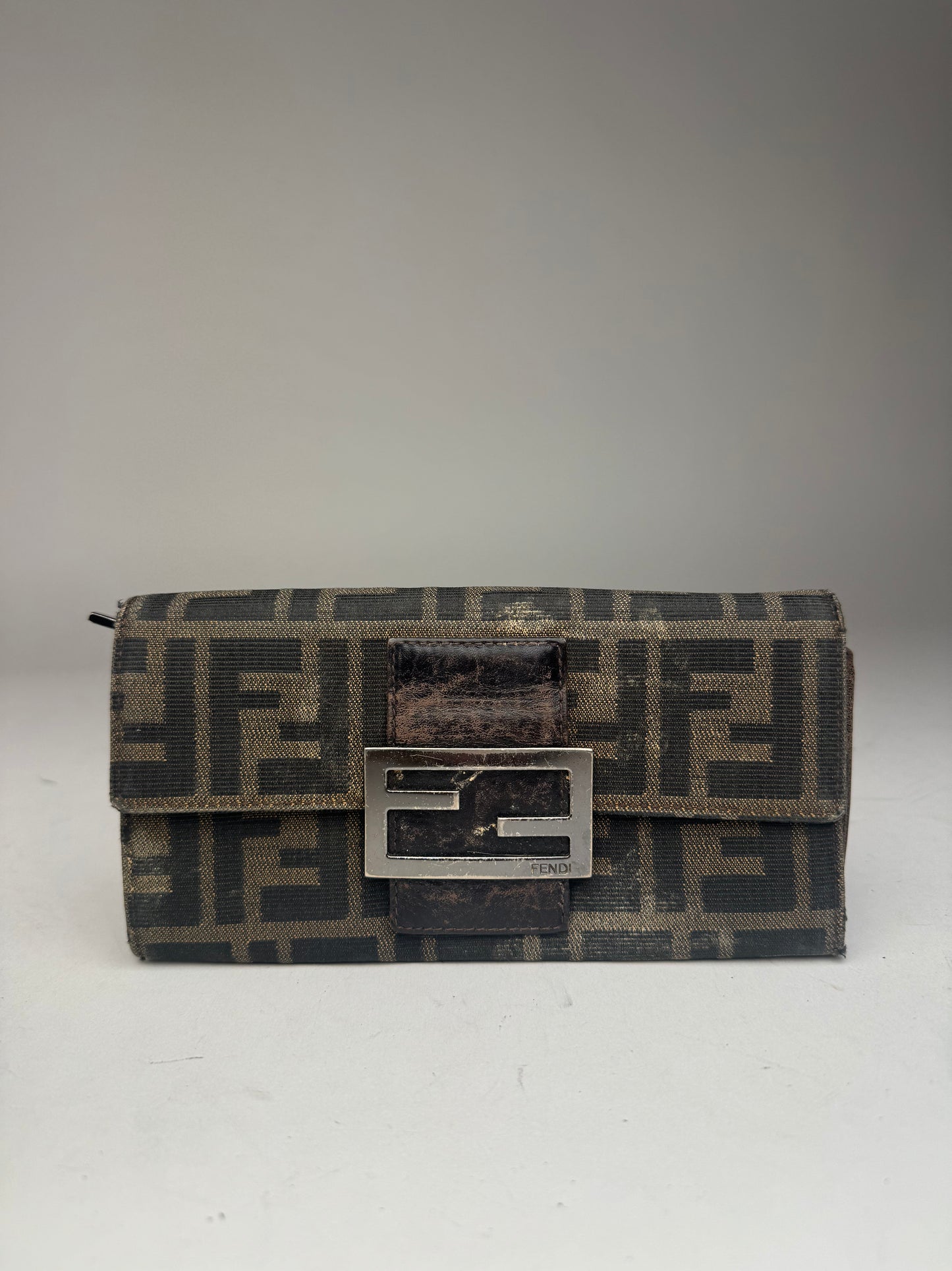 Vintage Fendi Baguette Monogram Wallet Brown