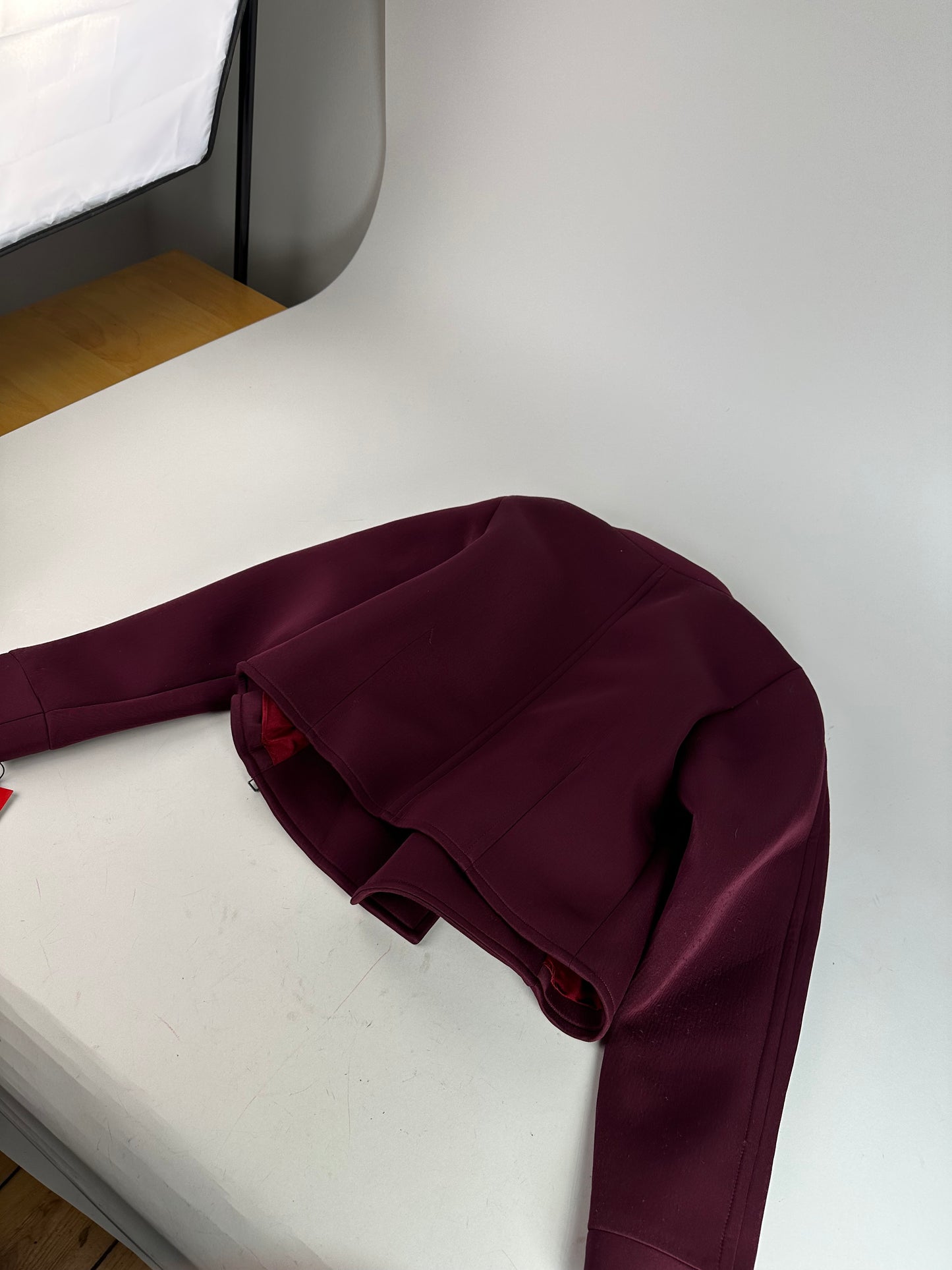 Vintage Balenciaga BB La Mode Cropped Moto Jacket Burgundy S