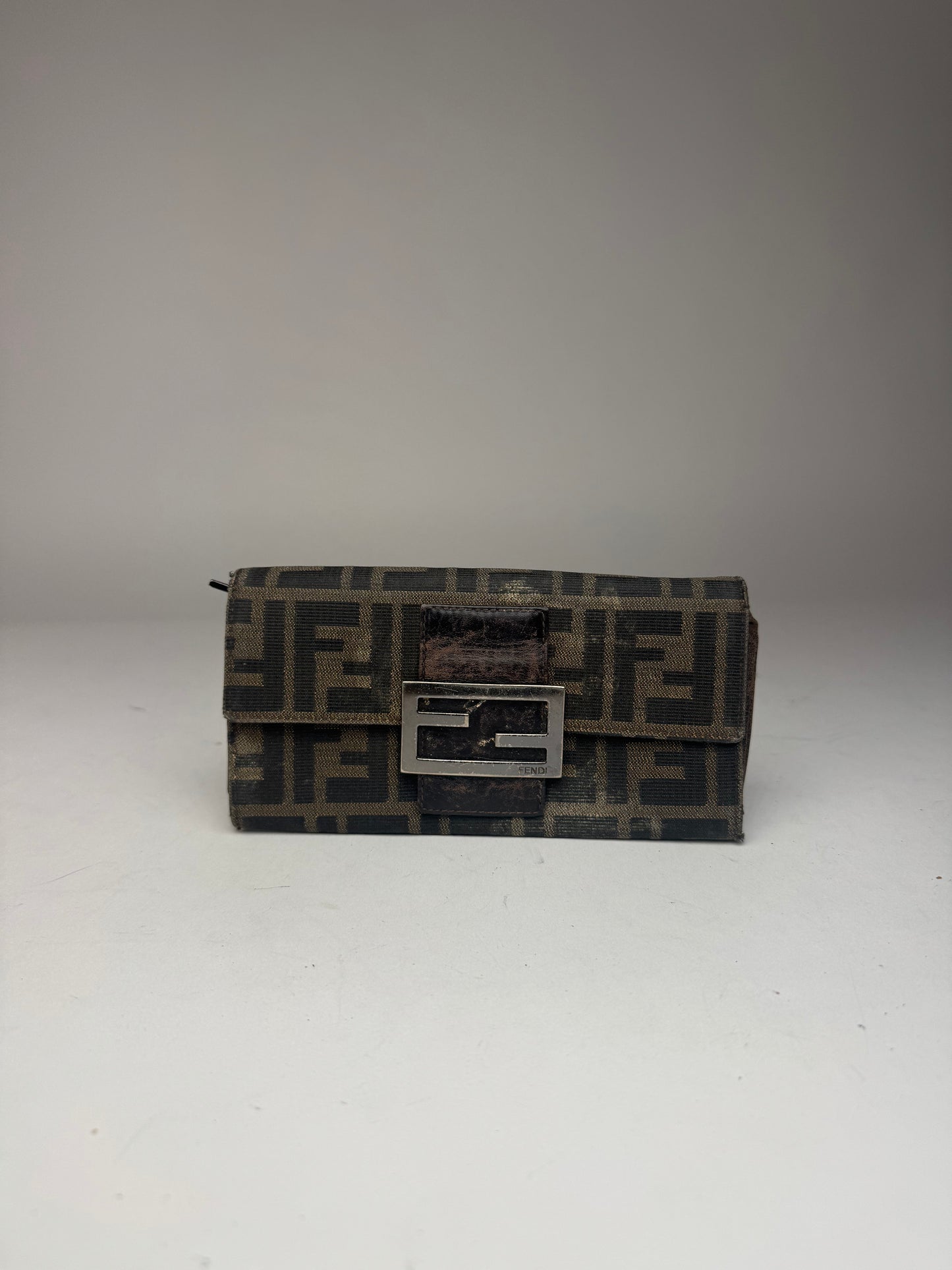 Vintage Fendi Baguette Monogram Wallet Brown