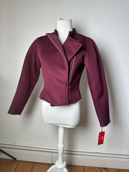 Vintage Balenciaga BB La Mode Cropped Moto Jacket Burgundy S