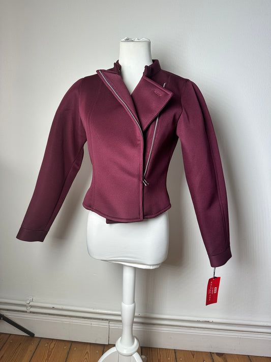 Vintage Balenciaga BB La Mode Cropped Moto Jacket Burgundy S