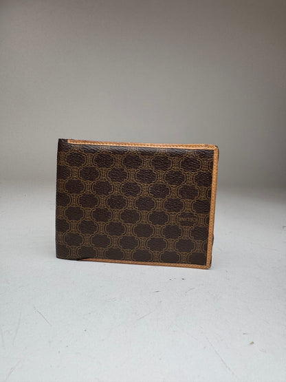 Vintage Celine Paris Triomphe Monogram Leather wallet Brown