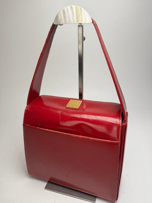 Vintage Givenchy Patent Leather Handbag Red