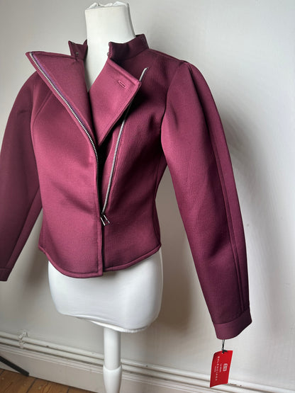 Vintage Balenciaga BB La Mode Cropped Moto Jacket Burgundy S