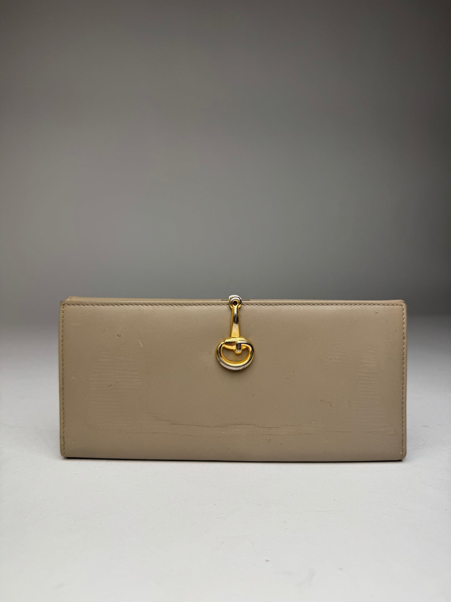 Vintage Gucci Long Leather Wallet Beige