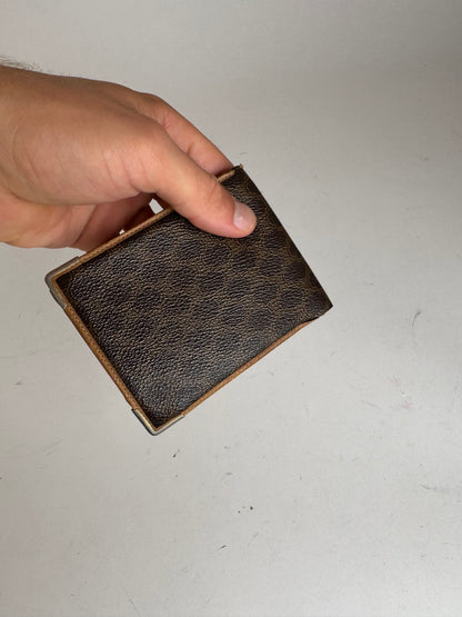 Vintage Celine Paris Triomphe Monogram Leather wallet Brown