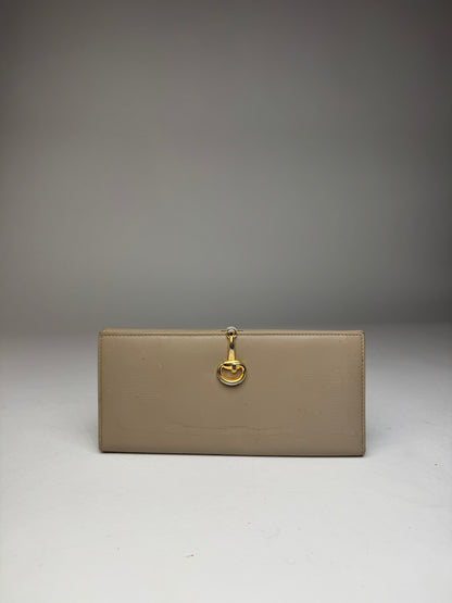 Vintage Gucci Long Leather Wallet Beige