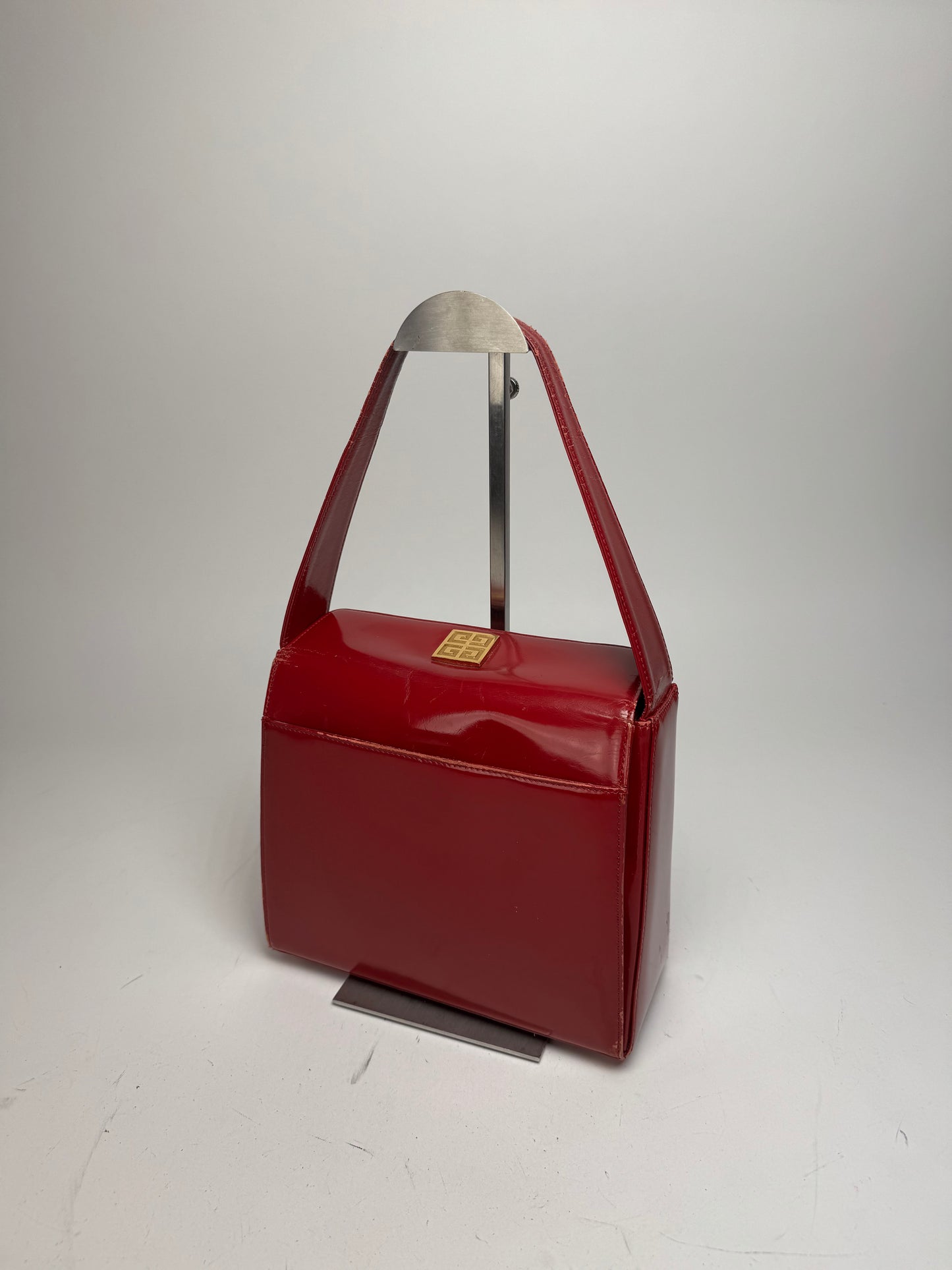 Vintage Givenchy Patent Leather Handbag Red