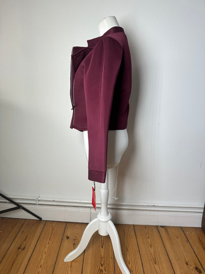 Vintage Balenciaga BB La Mode Cropped Moto Jacket Burgundy S