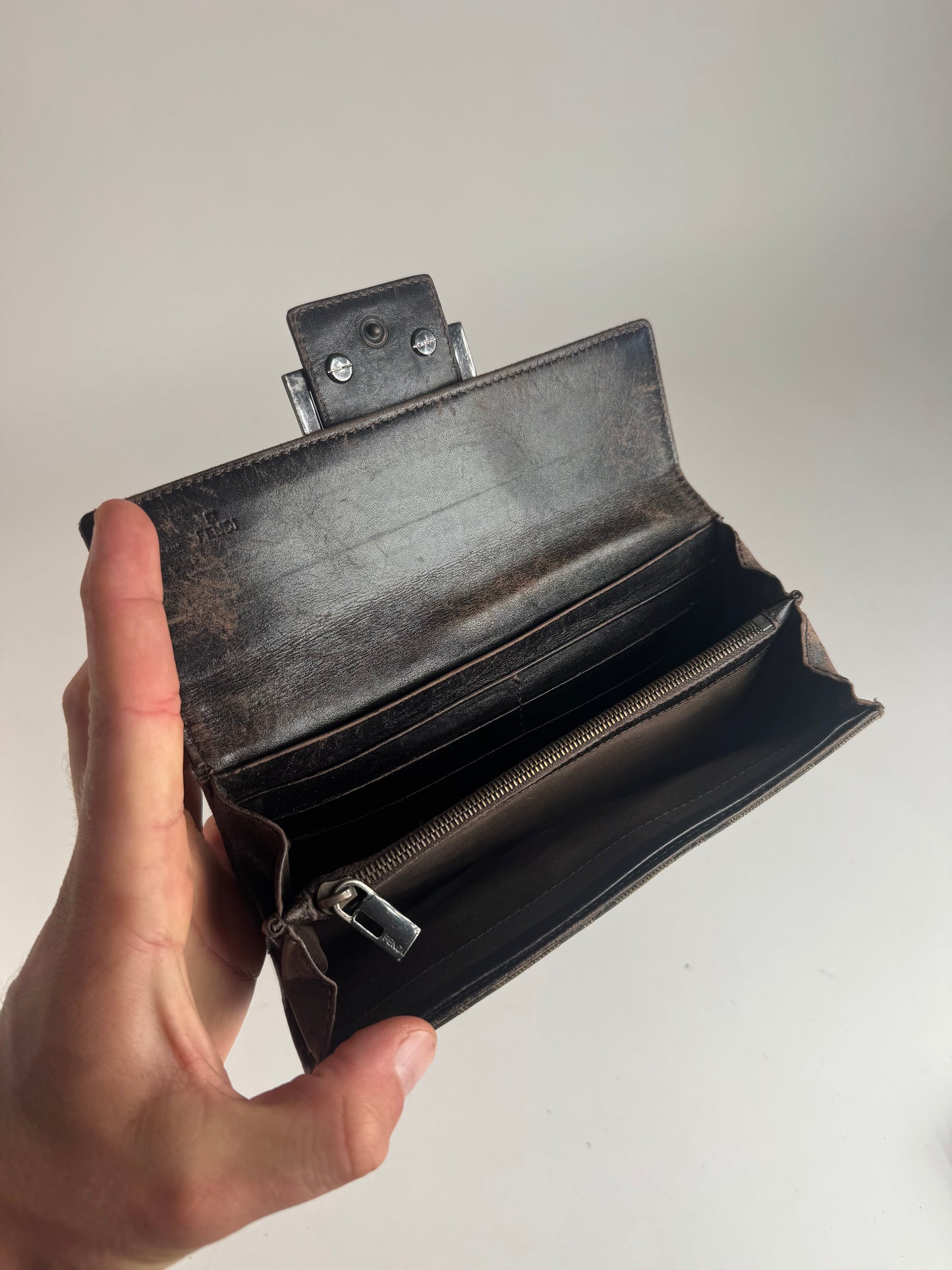 Vintage Fendi Baguette Monogram Wallet Brown