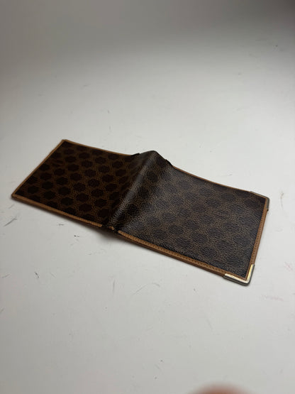 Vintage Celine Paris Triomphe Monogram Leather wallet Brown