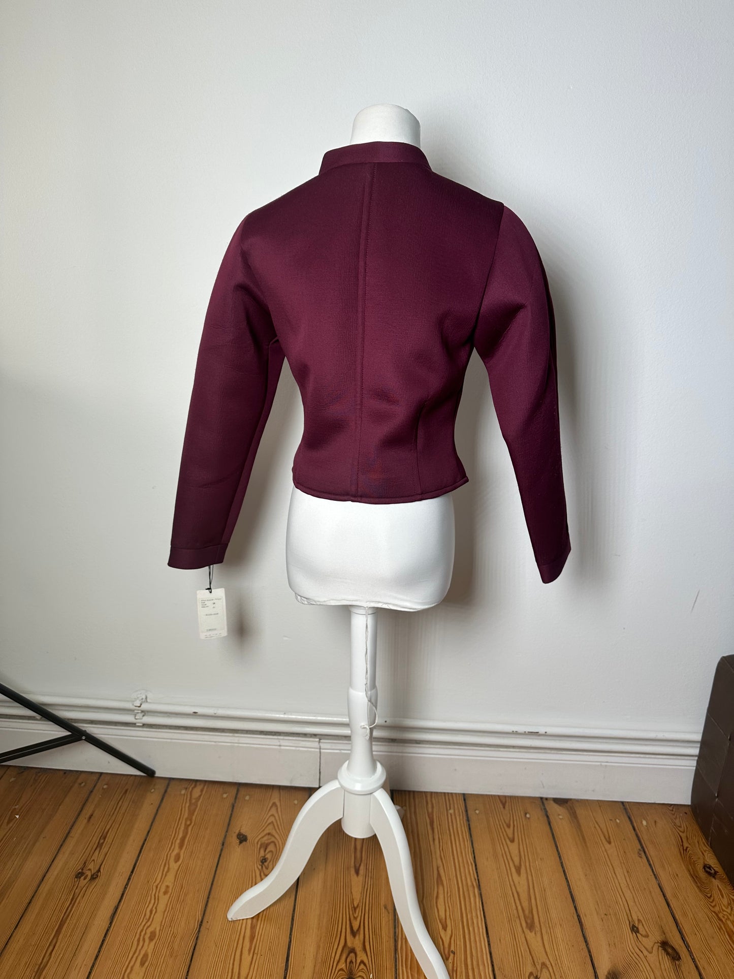 Vintage Balenciaga BB La Mode Cropped Moto Jacket Burgundy S