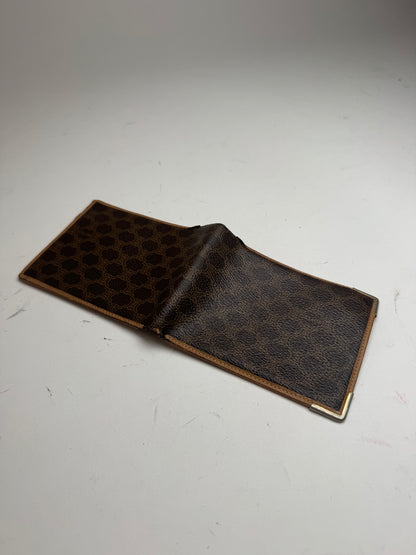 Vintage Celine Paris Triomphe Monogram Leather wallet Brown