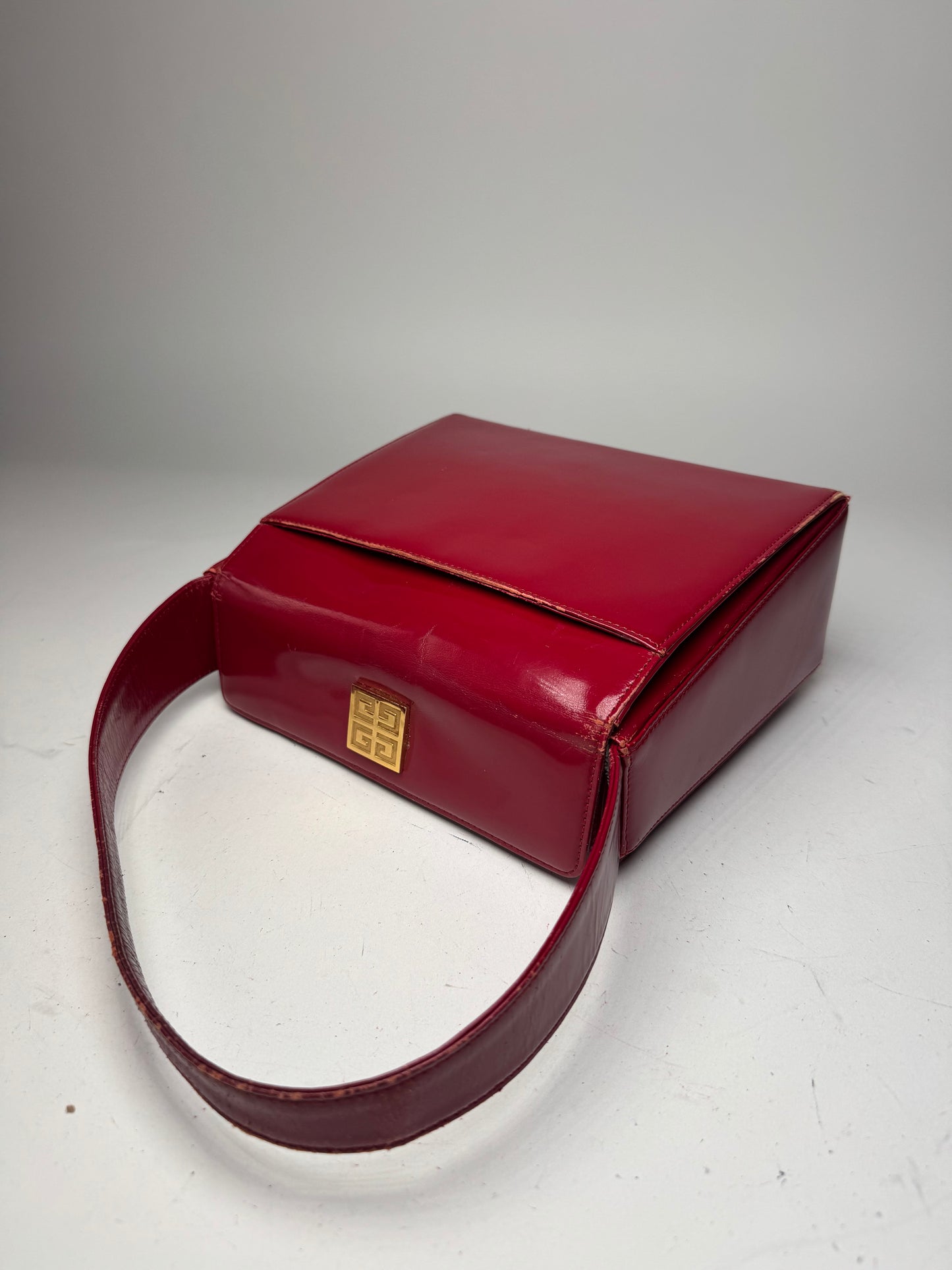 Vintage Givenchy Patent Leather Handbag Red