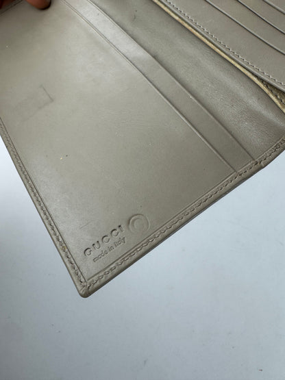 Vintage Gucci Long Leather Wallet Beige