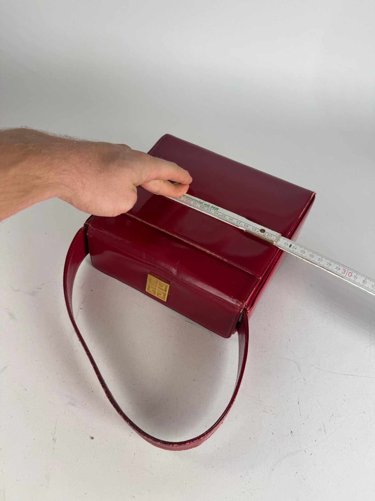 Vintage Givenchy Patent Leather Handbag Red