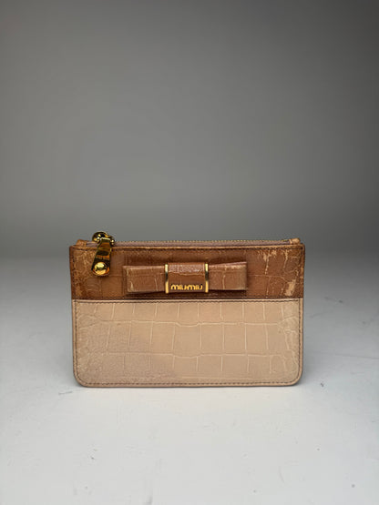 Vintage Miu Miu Patent Leather Card Holder Beige Brown