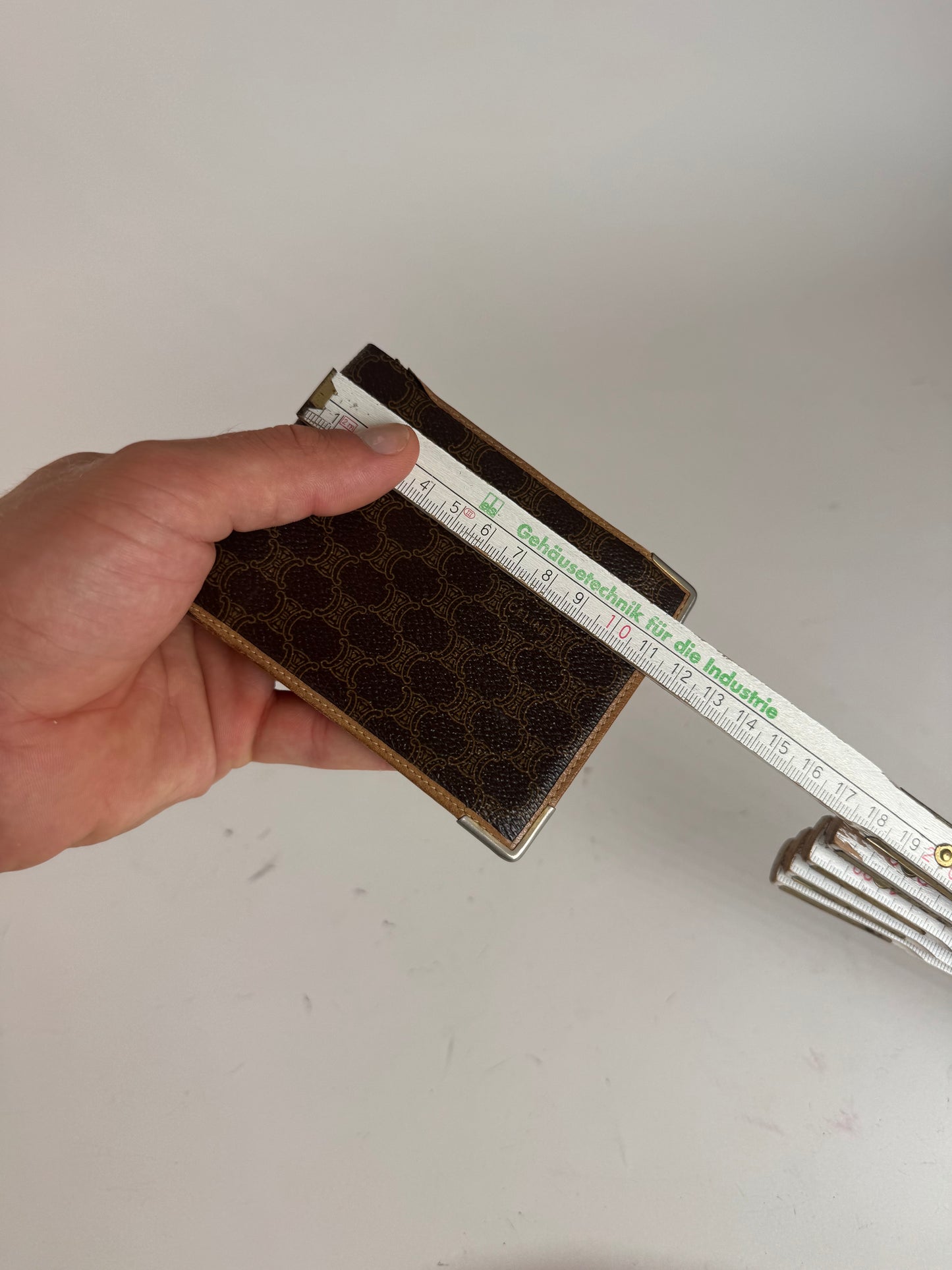 Vintage Celine Paris Triomphe Monogram Leather wallet Brown