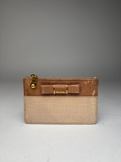 Vintage Miu Miu Patent Leather Card Holder Beige Brown