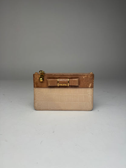 Vintage Miu Miu Patent Leather Card Holder Beige Brown