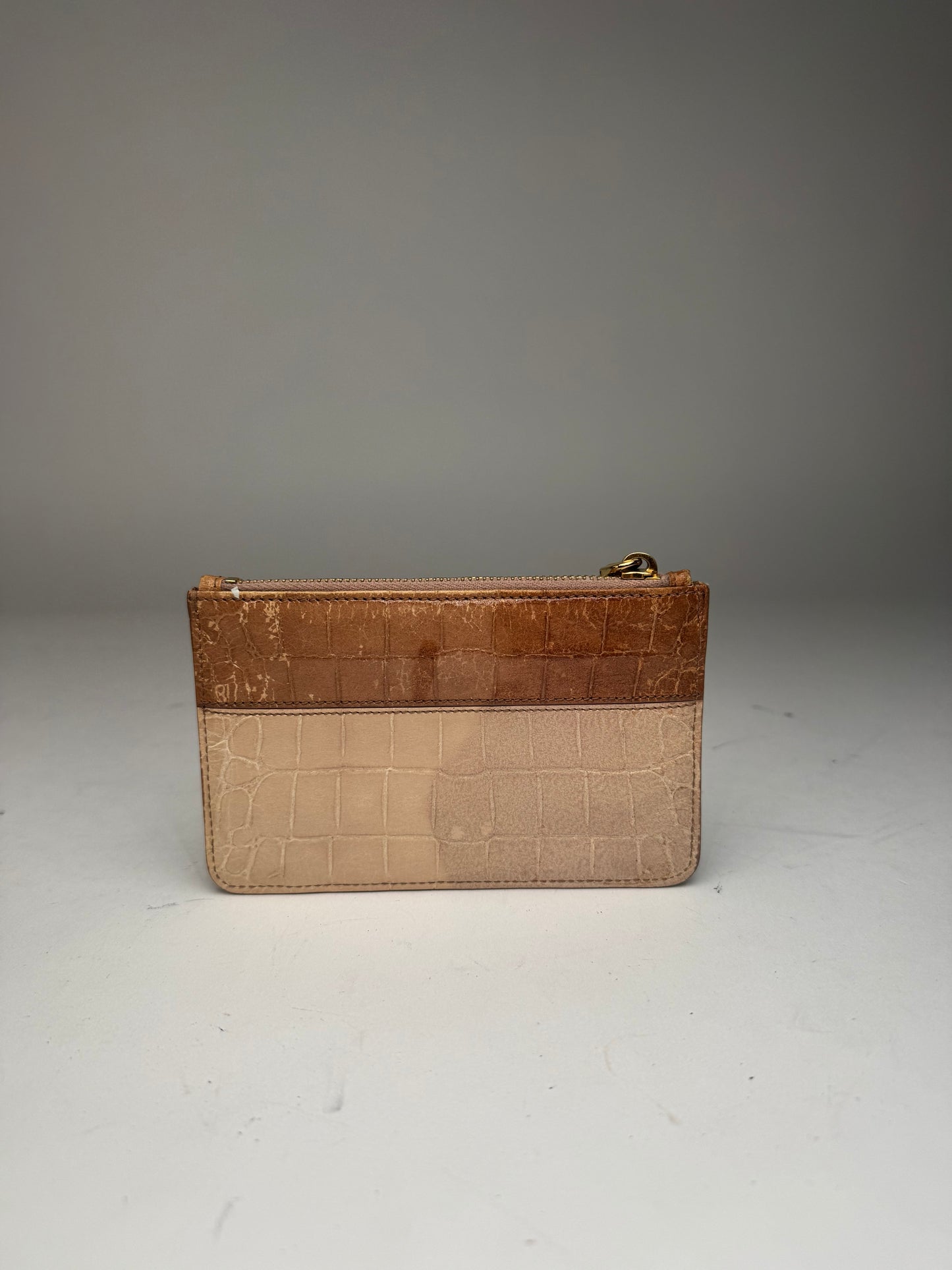 Vintage Miu Miu Patent Leather Card Holder Beige Brown