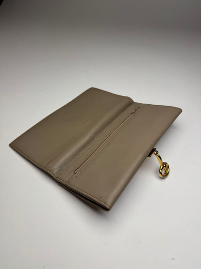 Vintage Gucci Long Leather Wallet Beige