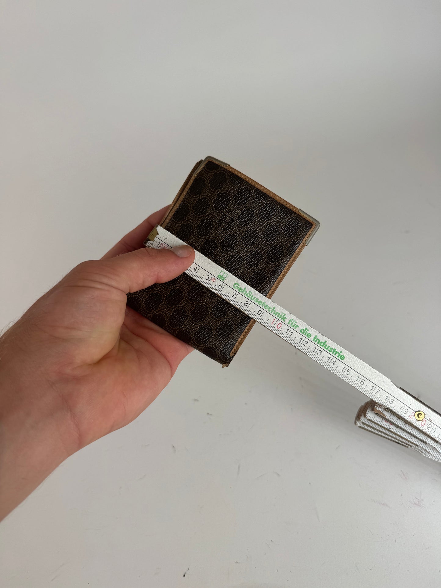 Vintage Celine Paris Triomphe Monogram Leather wallet Brown