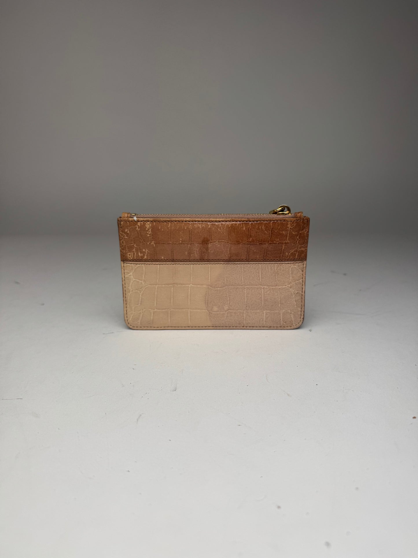 Vintage Miu Miu Patent Leather Card Holder Beige Brown