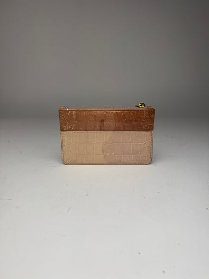 Vintage Miu Miu Patent Leather Card Holder Beige Brown