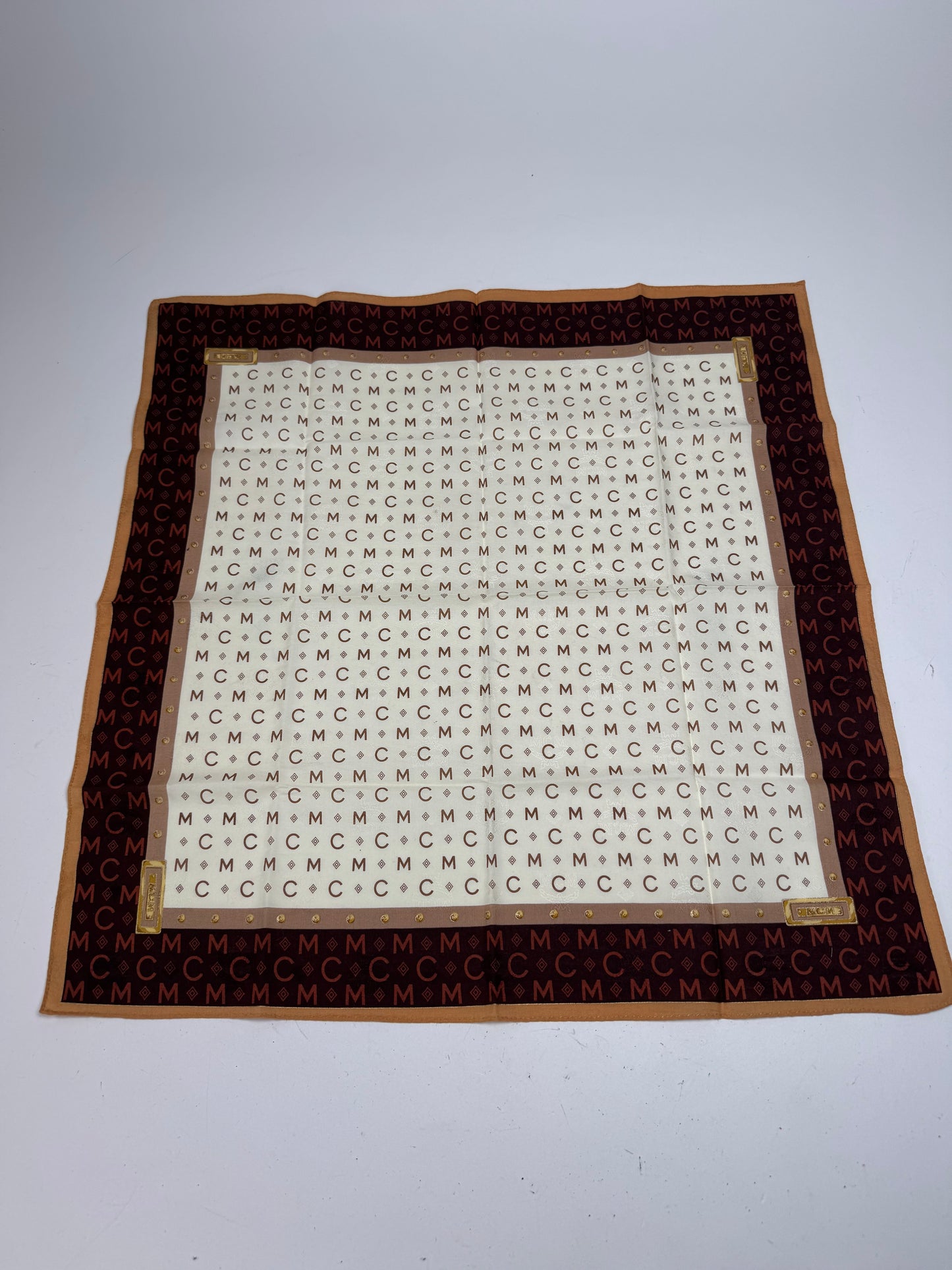 Vintage MCM Monogram Scarf Beige Brown