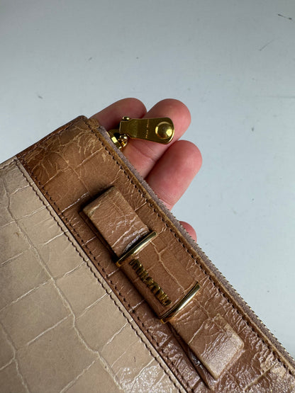 Vintage Miu Miu Patent Leather Card Holder Beige Brown