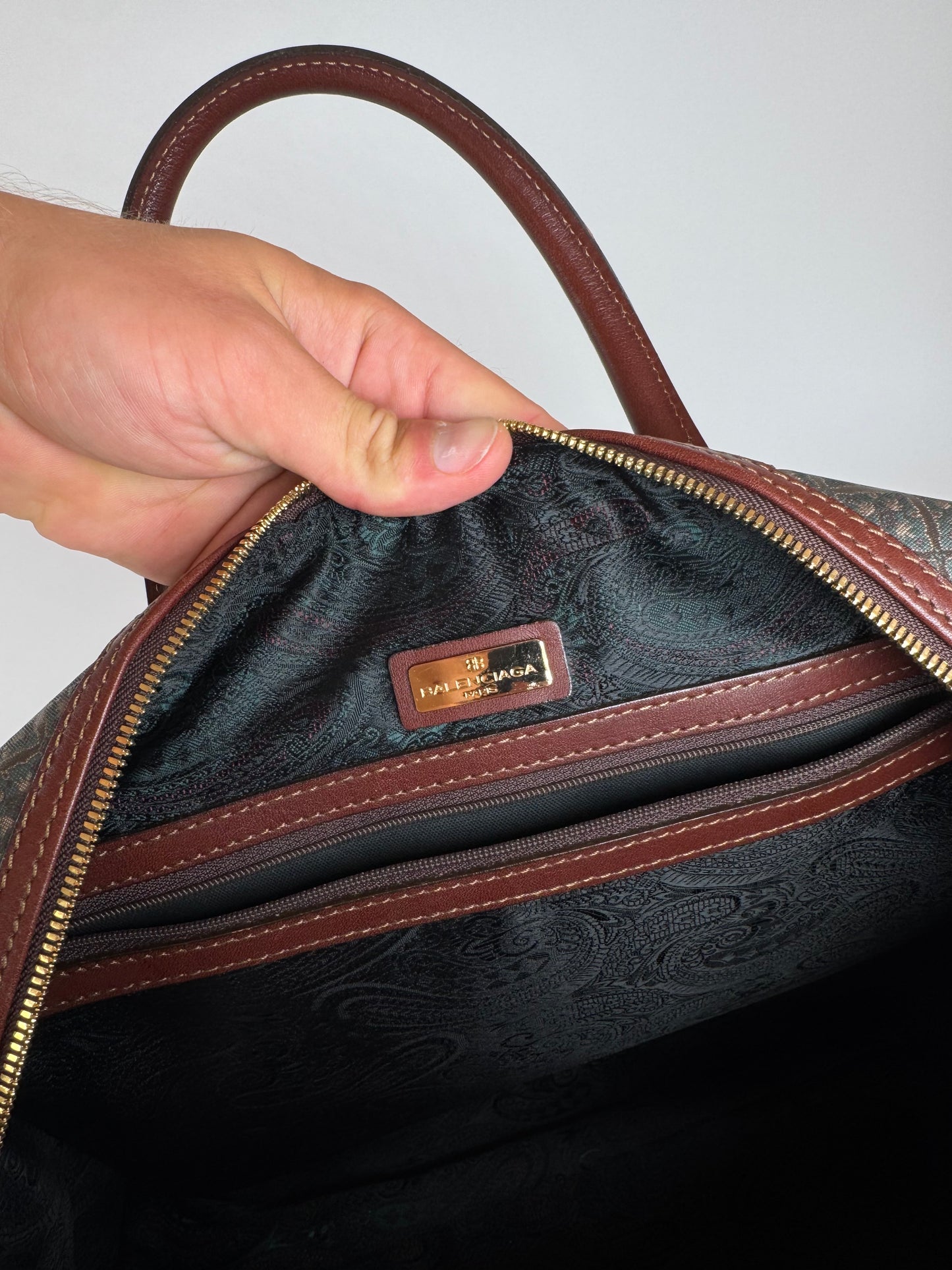 Sac week-end vintage Balenciaga Monogram Vert Marron