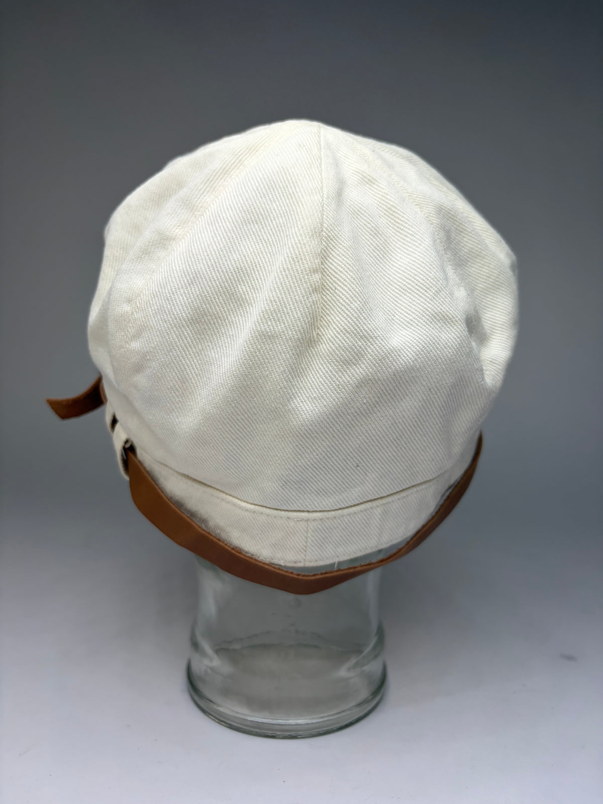 Vintage Chloé Canvas Hat Cream Brown Leather Band 57.5