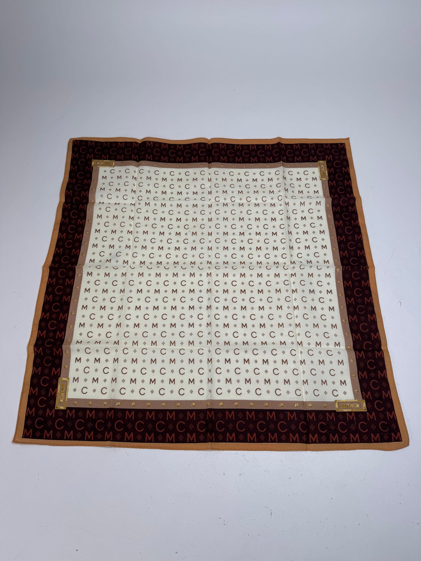 Vintage MCM Monogram Scarf Beige Brown