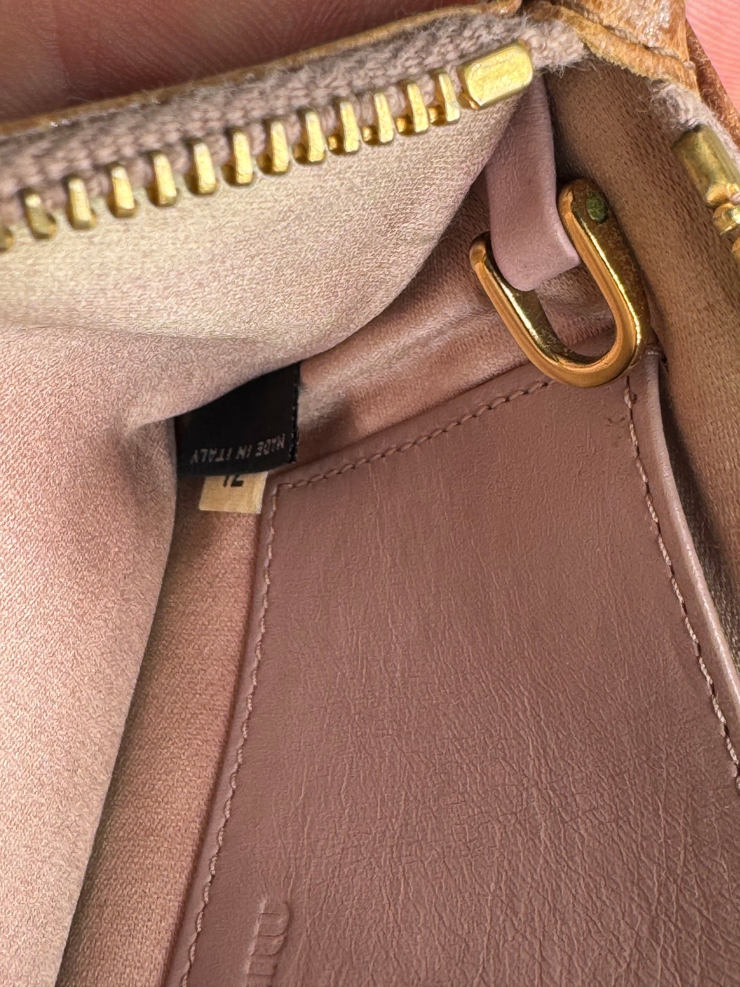 Vintage Miu Miu Patent Leather Card Holder Beige Brown