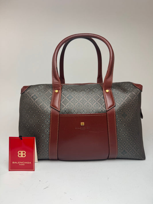 Sac week-end vintage Balenciaga Monogram Vert Marron